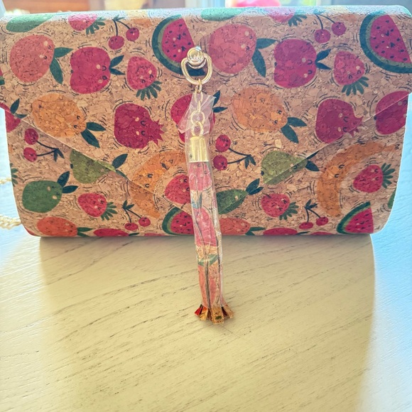 New Colorful Fruit Print Clutch with Tassel